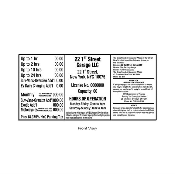 NYC Standard Rate Board