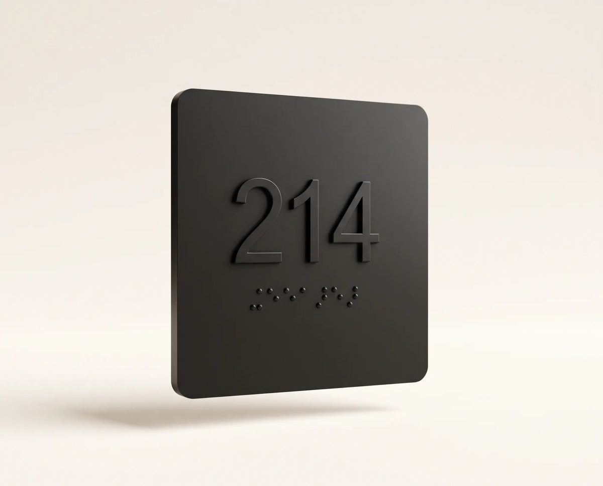 Room Number Sign — Matte Black