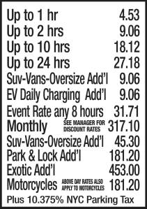 Rate Board Decal - Rate Summary (Full Left Panel)