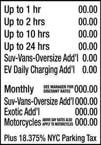 Rate Board Decal - Rate Summary (Full Left Panel)