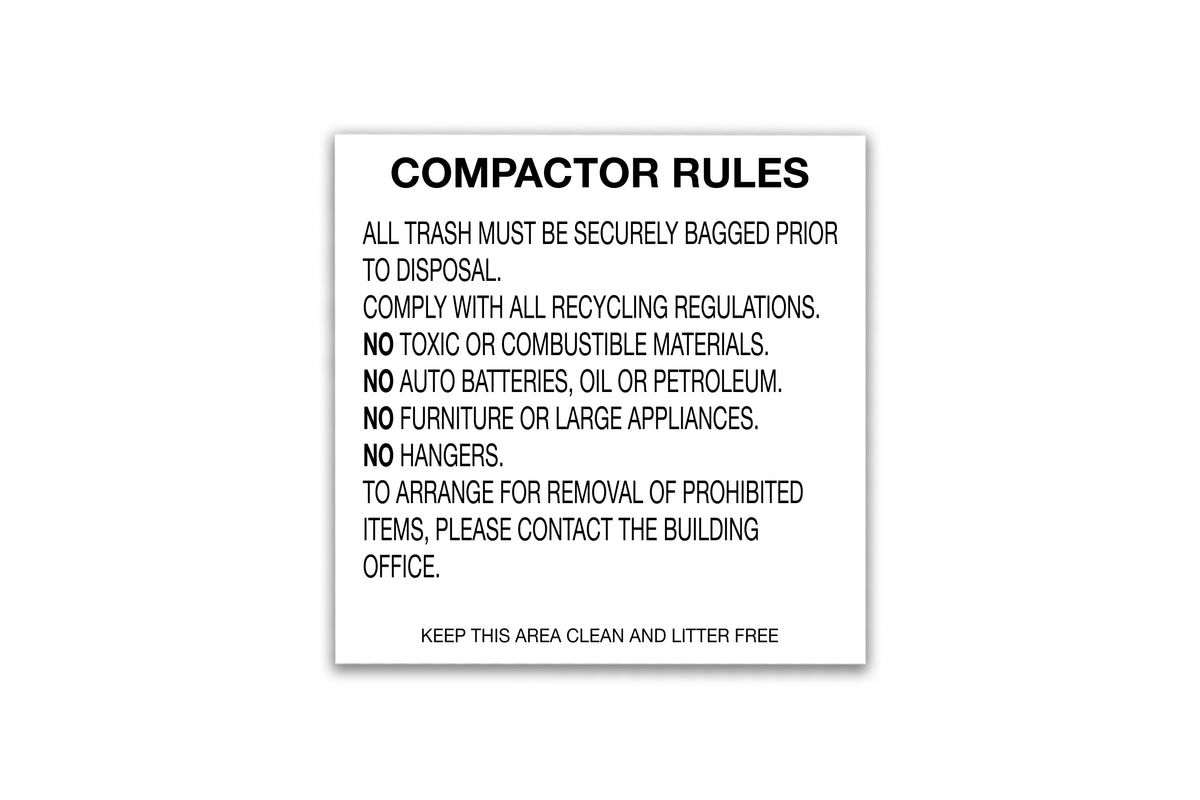 Trash Chute TCO Sign